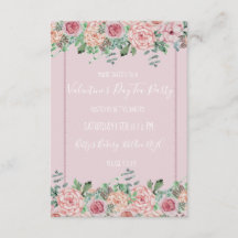 バレンタインフローラパーティースタイル招待状