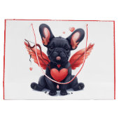 バレンタインブフランスのルドッグキュピッド ラージペーパーバッグ (裏面)