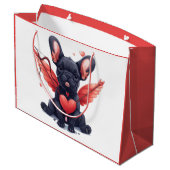 バレンタインブフランスのルドッグキュピッド ラージペーパーバッグ (裏面アングル)