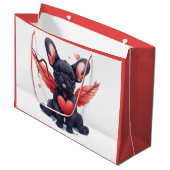 バレンタインブフランスのルドッグキュピッド ラージペーパーバッグ (正面アングル)