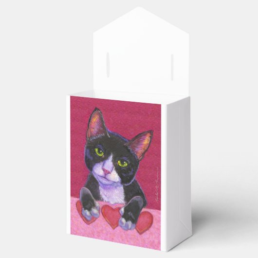 バレンタインブラックタキシードとハート フェイバーボックス (オープン)