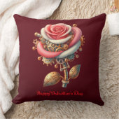 バレンタインブルガンディピンクホワイトスチームパンクバラ クッション (ブランケット)