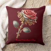 バレンタインブルガンディピンクホワイトスチームパンクバラ クッション (ブランケット)