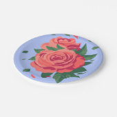 バレンタインプレートピンクのバラon薄紫 ペーパープレート (アングル)