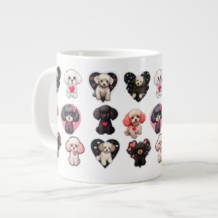 バレンタインプードルドッグ 愛犬家 ジャンボコーヒーマグカップ