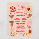 バレンタインベイクセールチラシ,バレンタインスクールベイク 招待状 (正面/裏面)
