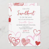 バレンタインベイビーシャワー 招待状 (正面/裏面)