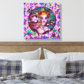 バレンタインベネチアンマスカレードパーティー キャンバスプリント (インサイチュ (寝室))