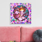 バレンタインベネチアンマスカレードパーティー キャンバスプリント (インサイチュ (リビング))