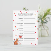 バレンタインベビーの単語スクランブル赤ちゃんシャワーゲームカード 招待状 (スタンド正面)