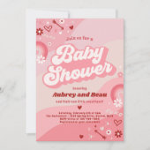 バレンタインベビーシャワーグルーヴィベビーラブベビーシャワー 招待状 (正面)