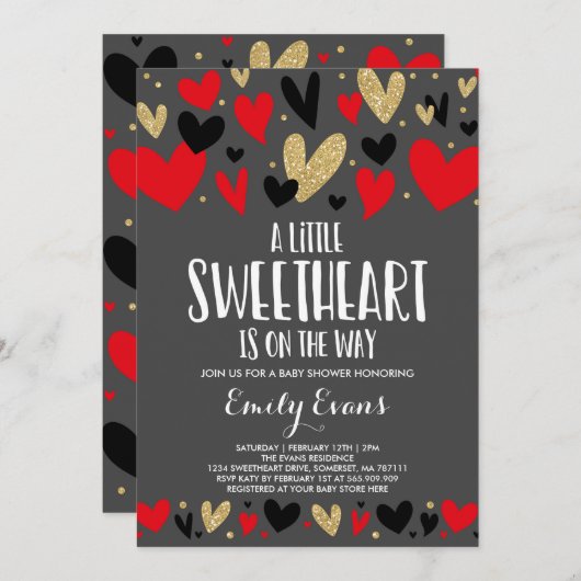 バレンタインベビーシャワー招待状スイートアートベビー 招待状 (正面/裏面)