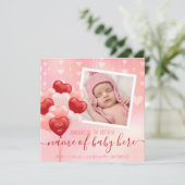 バレンタインベビーハートバルーン2月誕生ニュース 案内状 (スタンド正面)