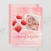 バレンタインベビーハートバルーン2月誕生 案内ポストカード (正面/裏面)