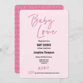 バレンタインベビーラブスイートピンクXOXOベビーシャワー 招待状 (正面/裏面)