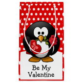 バレンタインペンギン(チョコレートとバラ) スモールペーパーバッグ (正面)
