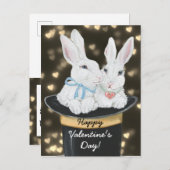 バレンタインホワイトスナグルバニーラビッツ、魔法帽子 シーズンポストカード (正面/裏面)