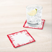 バレンタインホワイト&レッドスクラフコースター スクエアペーパーコースター (インサイチュ)