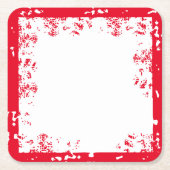 バレンタインホワイト&レッドスクラフコースター スクエアペーパーコースター (正面)