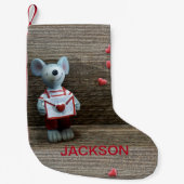 バレンタインマウスとハートオンカントリー素朴ウッド スモールクリスマスストッキング (正面)