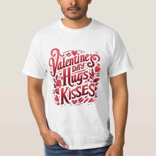 バレンタインマグカップ ||ハグ、キス || Tシャツ (正面)