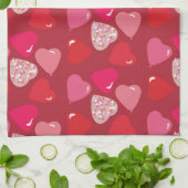 バレンタインミニハートバルーン赤ピンクタオル キッチンタオル (折り畳み)