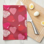 バレンタインミニハートバルーン赤ピンクタオル キッチンタオル (四つ折り)