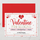 バレンタインミニ撮影 セッション フォトグラフィー ミニ フライヤー 招待状 (正面/裏面)