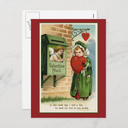 バレンタインメールヴィンテージハートアート シーズンポストカード (正面/裏面)