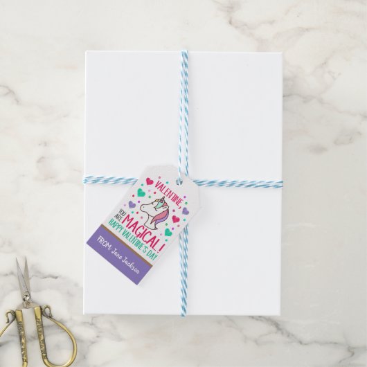 バレンタインユニコーンギフトラベル ギフトタグ (より糸付き)