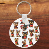 バレンタインヨークシャーテリアドッグ |愛犬家 | キーホルダー (正面)