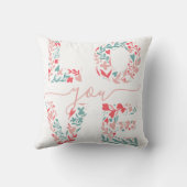 バレンタインラブエレガントフローラバラかわいいタイポグラフィ クッション (裏面)