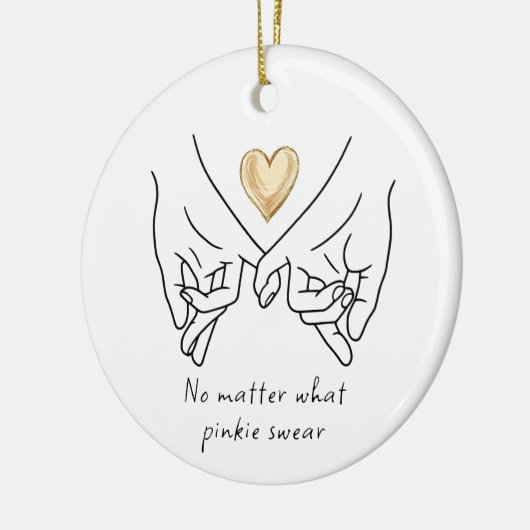 バレンタインラブカップル金ゴールドハートピンキーウェア セラミックオーナメント (左)