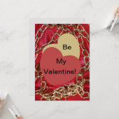 バレンタインラブハーツゴールド&レッドバレンタイン カード (正面/裏面インサイチュ)