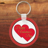 バレンタインラブハートと水玉模様 キーホルダー (正面)