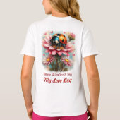 バレンタインラブバグとローズの花 Tシャツ (裏面)