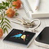 バレンタインラブバードtシャツデザイン キーホルダー (正面右)