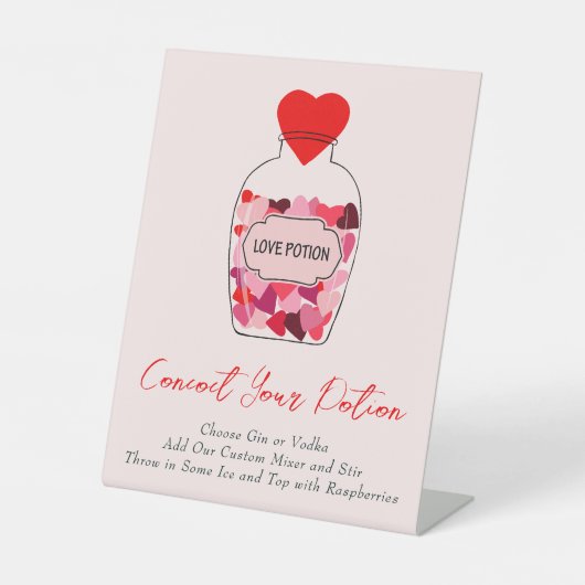 バレンタインラブポーション結婚バーブライダルシャワー 台座サイン (正面)