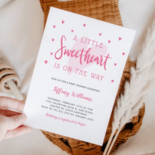 バレンタインリトルスウィートガールベビーシャワー 招待状