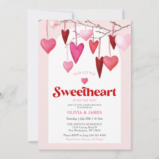 バレンタインリトルスウィートザウェイベビー 招待状 (正面)