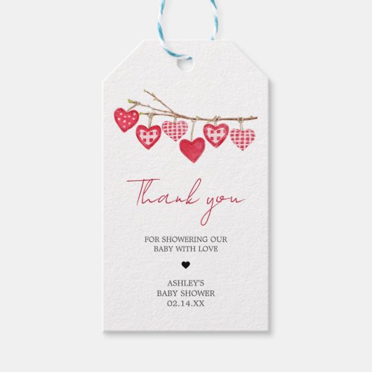 バレンタインリトルスウィートベビーシャワーメッセージカード ギフトタグ (正面)