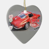 バレンタインレッドコルベット分割ウィンドウクラシック セラミックオーナメント (右)