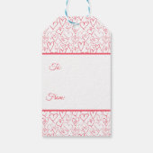 バレンタインレッドドードルハートパターン ギフトタグ (裏面)