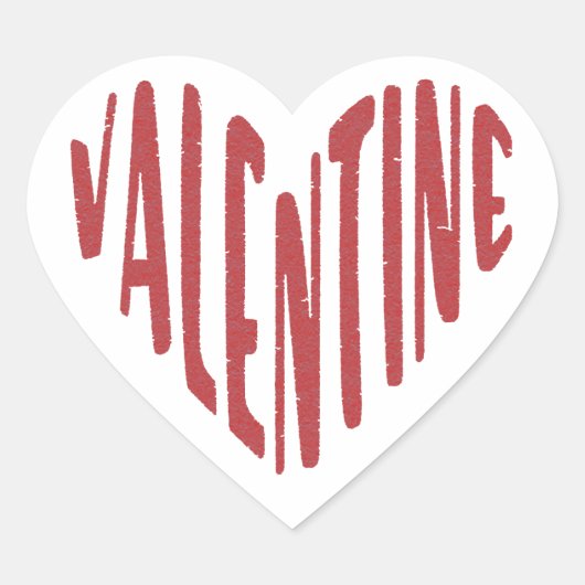 バレンタインレッドハートラブワードアートミニマリストシール ハートシール (正面)