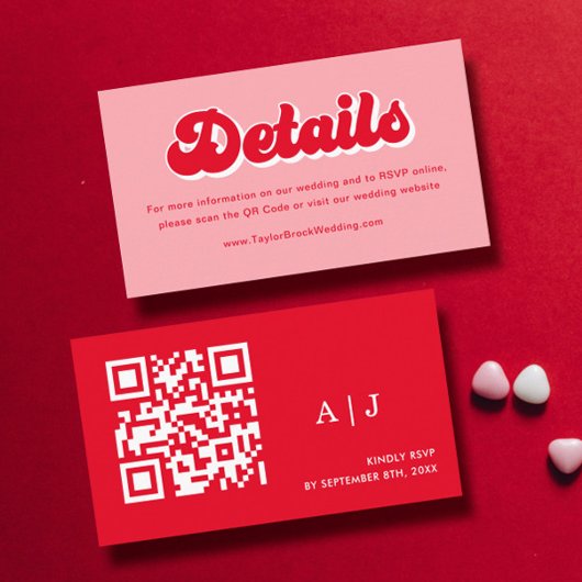 バレンタインレッド結婚とピンク エンクロージャーカード