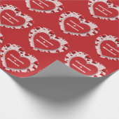 バレンタインレッド＆ホワイトラブハートパターン ラッピングペーパー (角)