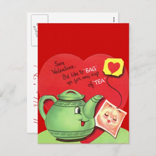 バレンタインレトロのお茶 シーズンポストカード (正面/裏面)