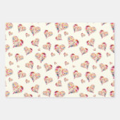 バレンタインレトロハートパターン ラッピングペーパーシート (正面)