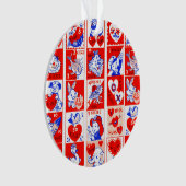 バレンタインレトロラブハグズキュートパターン オーナメント (正面)