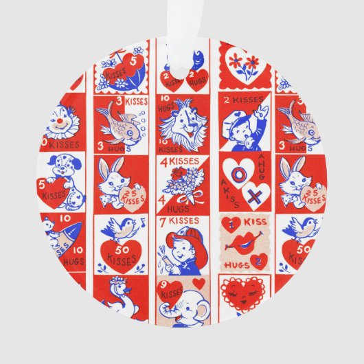 バレンタインレトロラブハグズキュートパターン オーナメント (正面)